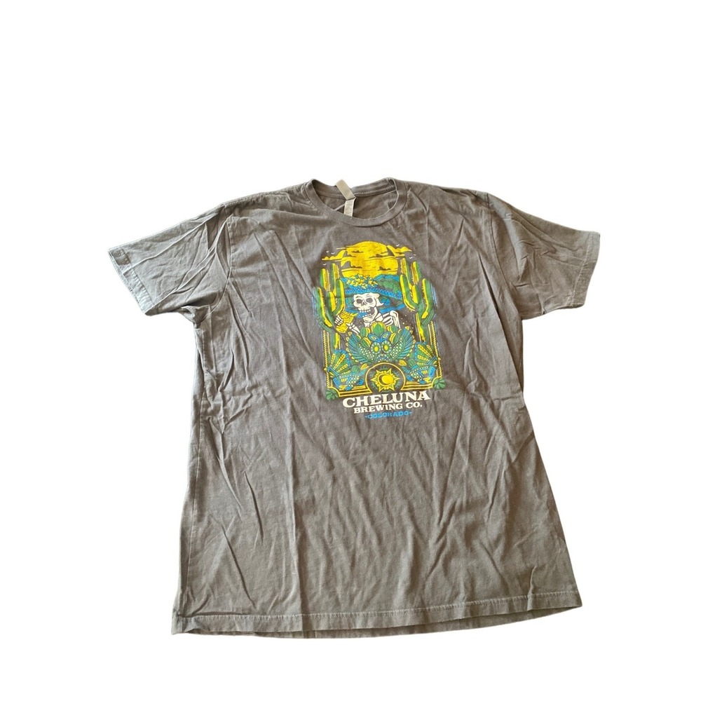 Cheluna Brewing Co. Colorado Gray Skeleton T Shirt Size Large